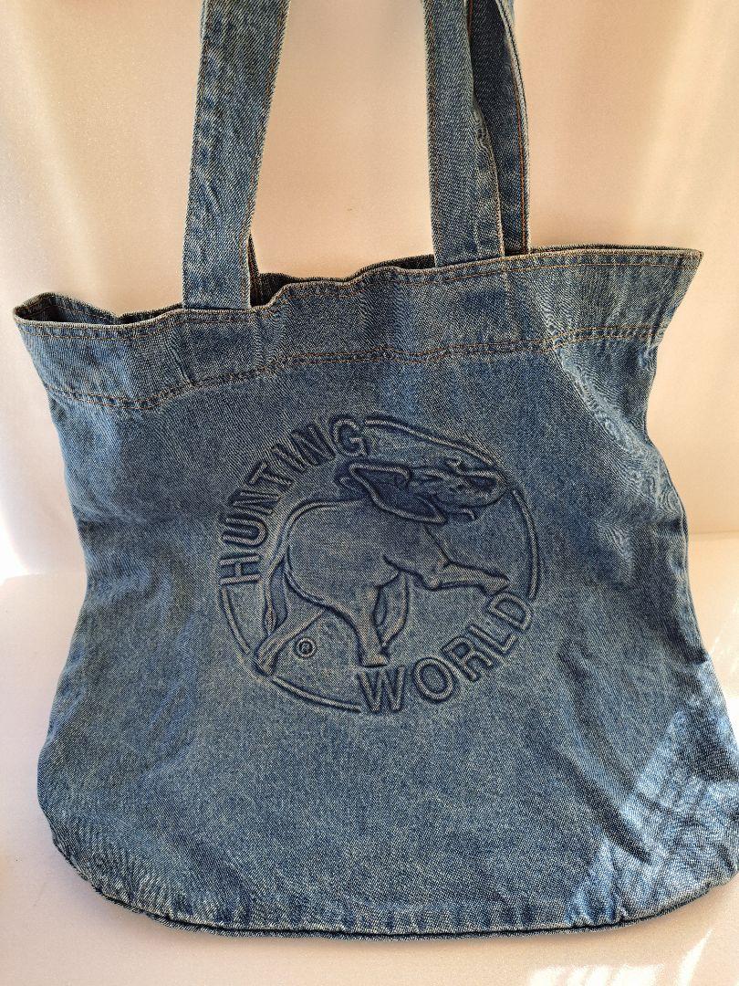 美品 HUNTING WORLD デニムトートバッグ エレファント エンボスロゴ 美品 HUNTING WORLD デニムトートバッグ エレファント エンボス