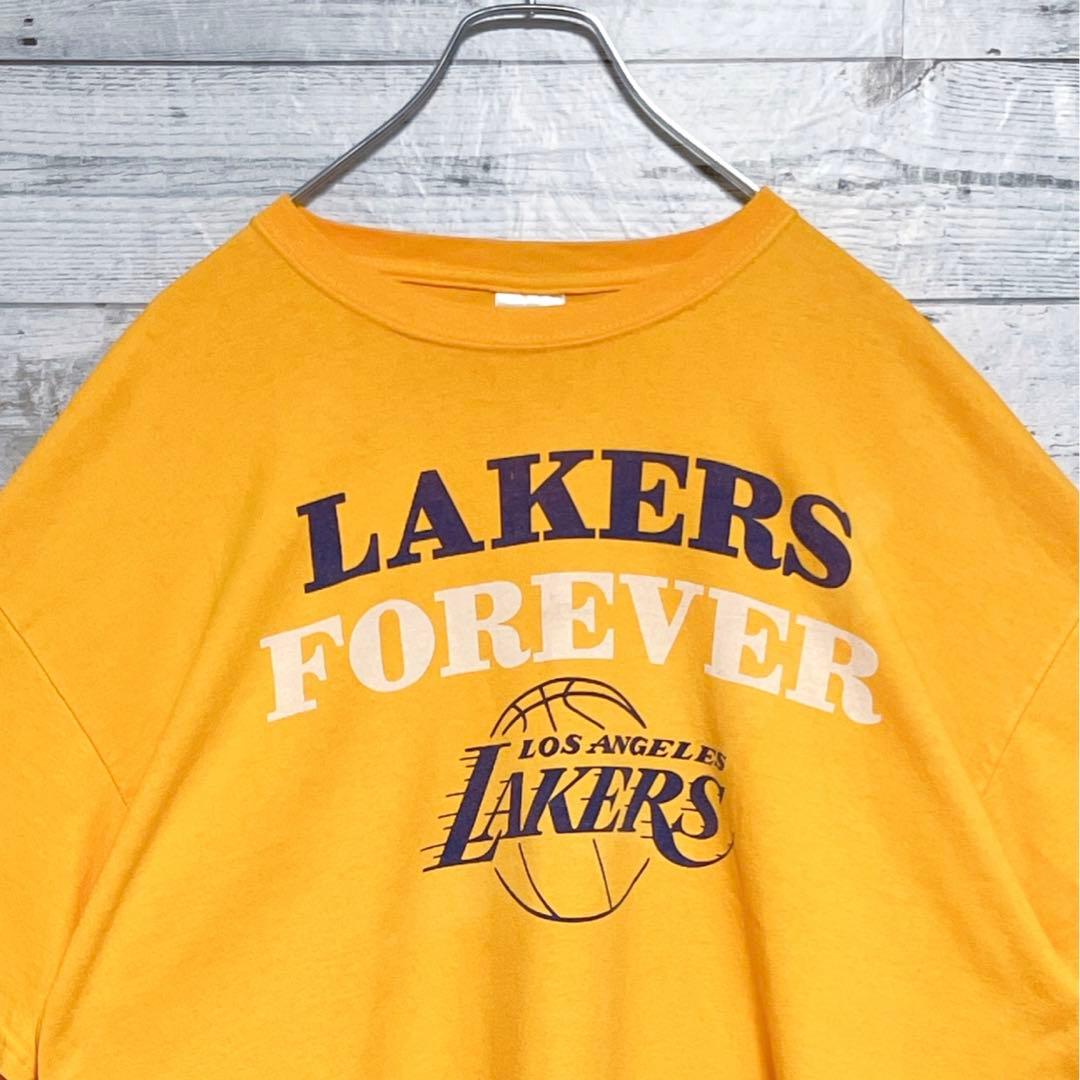 大人気》GILDAN☆NBAレイカーズ XL ビッグロゴ ゆるダボ Tシャツ T