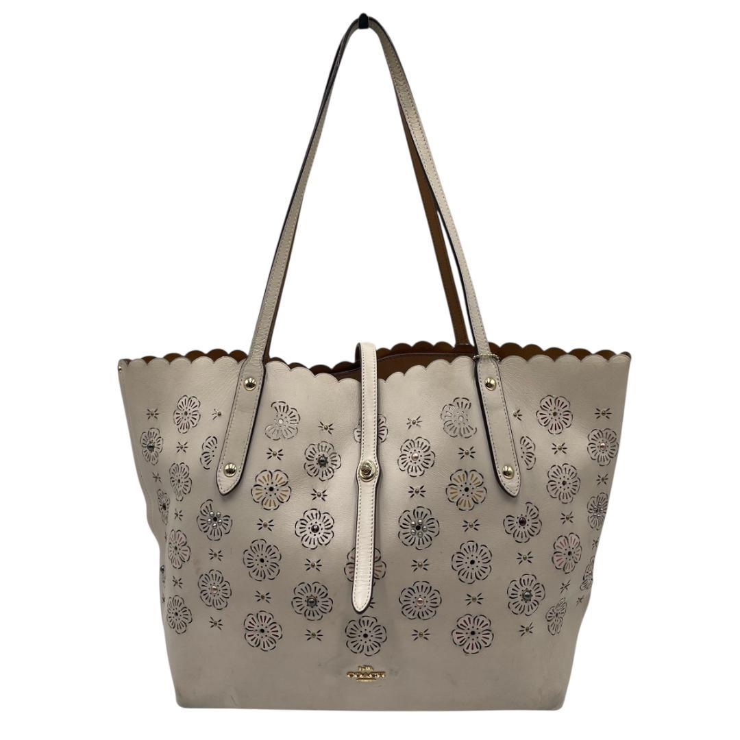 COACH/コーチ 25195 フラワーパンチング レザー トートバッグ