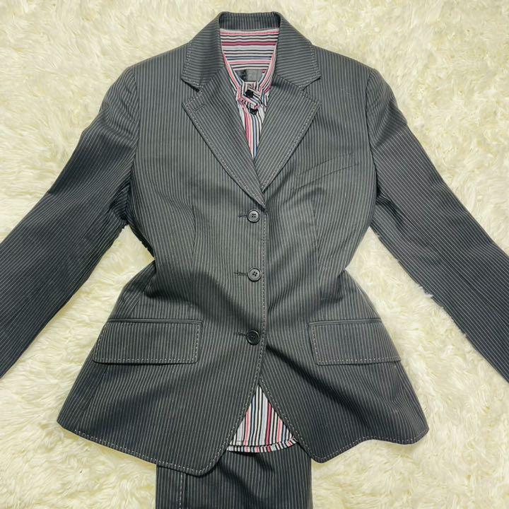 いします ほぼ新品 3ピーススーツ ストライプ 黒 4PhVL-m76175379316 高級✨Paul Smith Black グレー