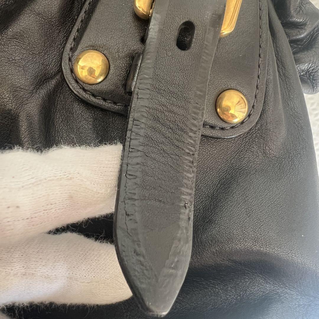 美品✨プラダ トートバッグ 2way レザー ゴールド金具 ショルダーバッグ 黒