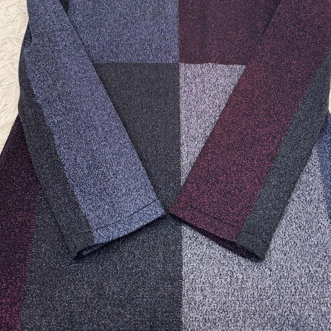 美品✨テッドベイカー カラーブロックニットドレス 0 ラメ 配色 ワンピース