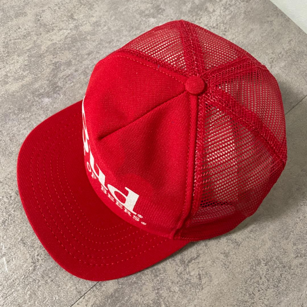 バドワイザー 帽子 メッシュ キャップ 90s USA製 プリント赤 15432 バドワイザー 帽子 メッシュ キャップ 90s USA製 刺繍 赤 15432