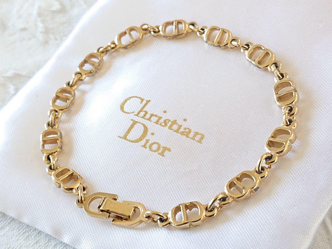 《Christian Dior》ロゴ 連結チェーンブレスレット D113