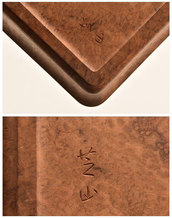 オレンジ系高速配送 【極レア】45万円 煎茶盆 玉杢 太田芝山 小物入れ 直売販売品 【極レア】45万円 太田芝山 玉杢 煎茶盆 小物入れ