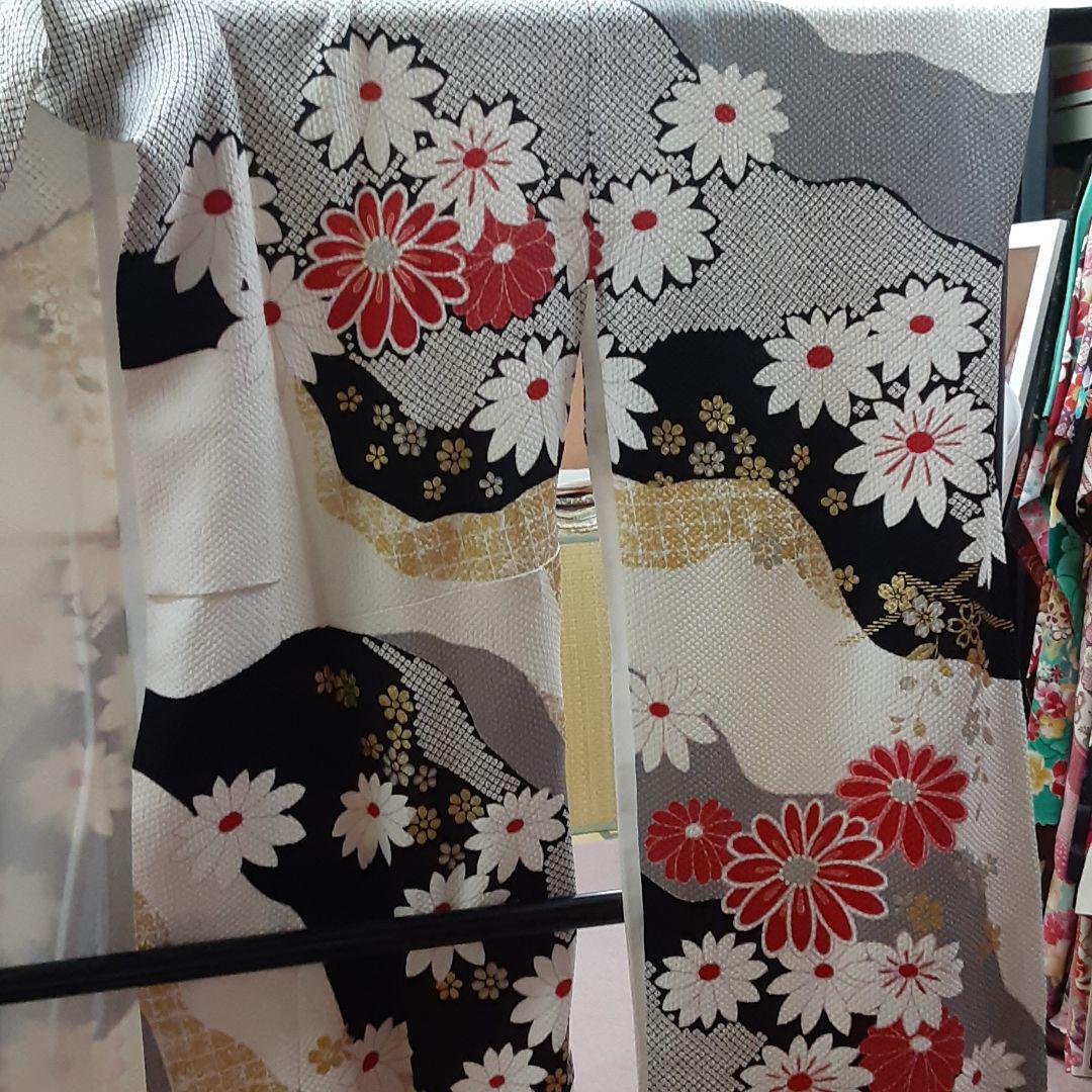 セール】仕立付き 正絹振袖 フルセット32点 金彩 ホワイト 桜 f