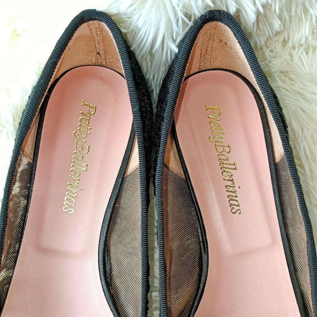 【未使用品】プリティバレリーナ パンプス レース　ポインテッドトゥ　黒