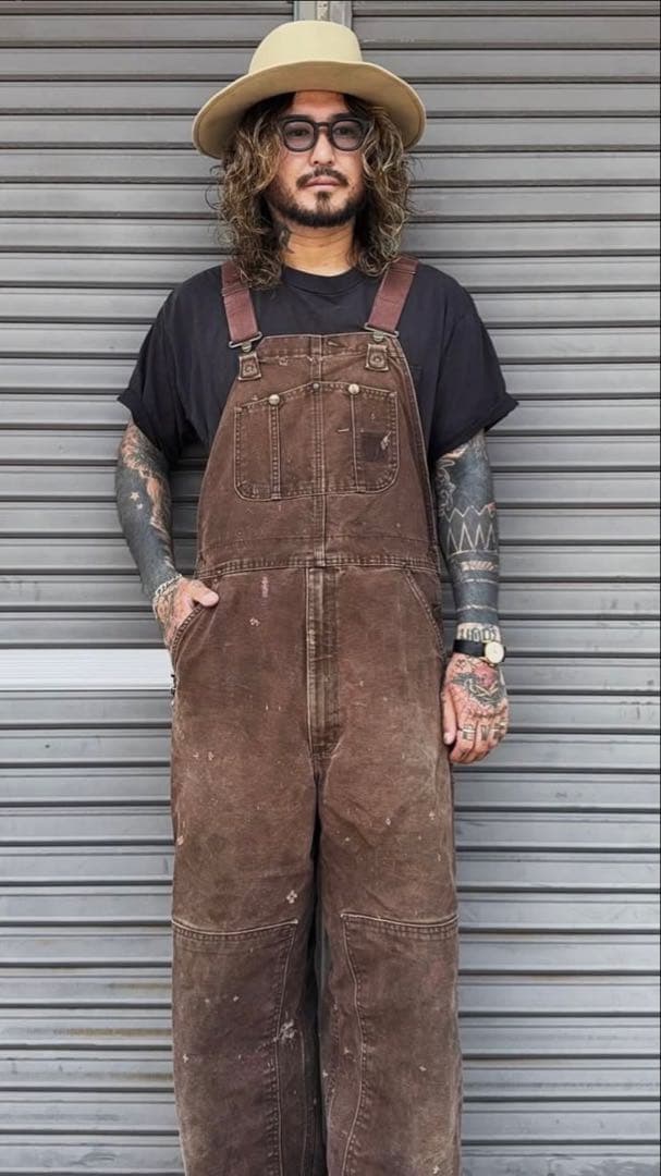 00 s carhartt オーバーオール ブラウン 鬼フェードL Carhartt