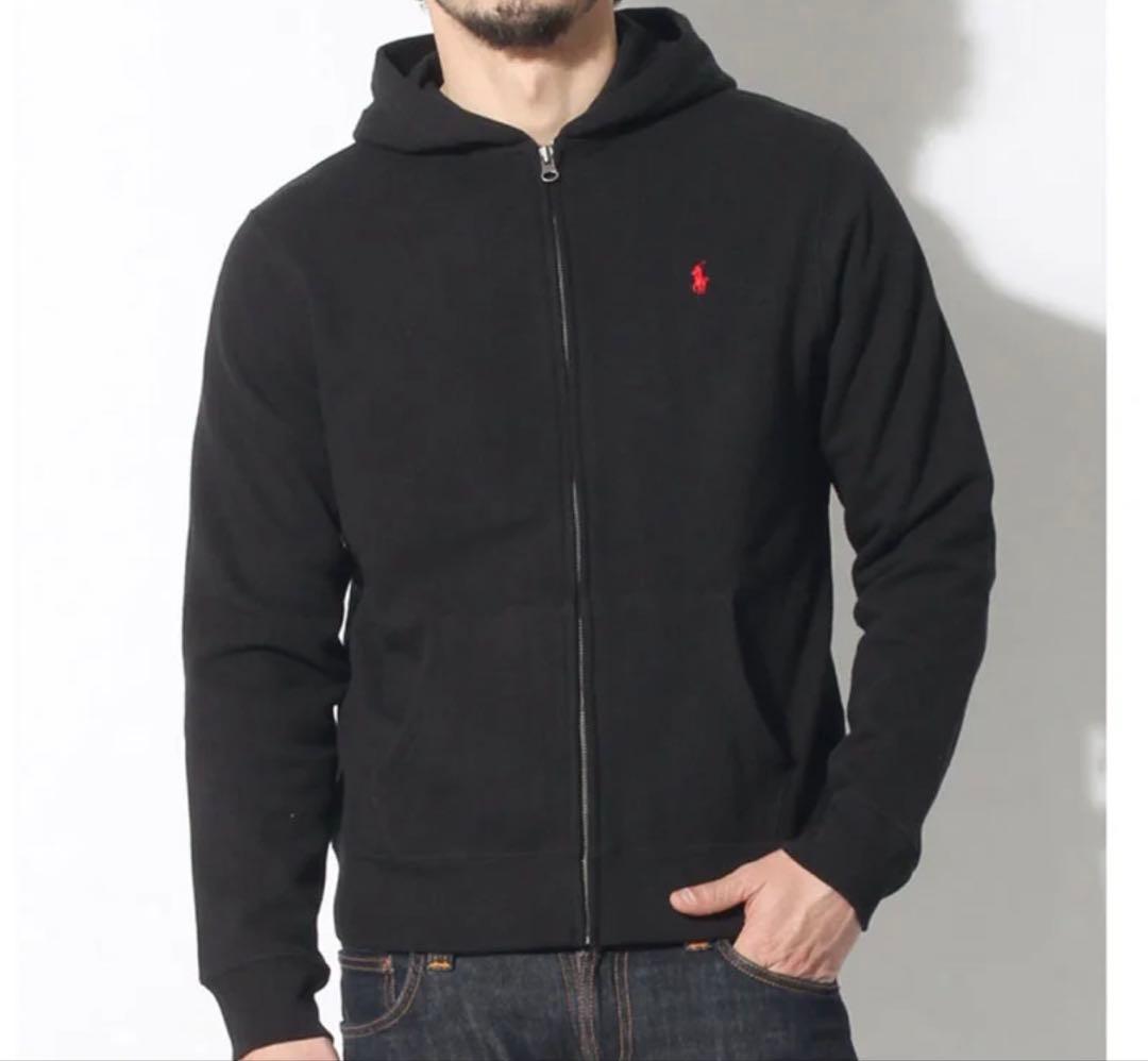 【美品】ポロラルフローレン ジップアップパーカー 黒 XL（18-20）