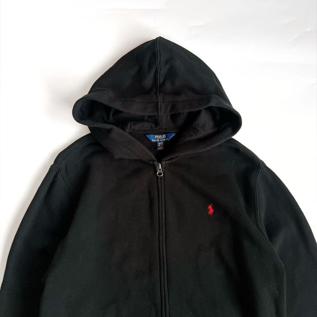 【美品】ポロラルフローレン ジップアップパーカー 黒 XL（18-20）