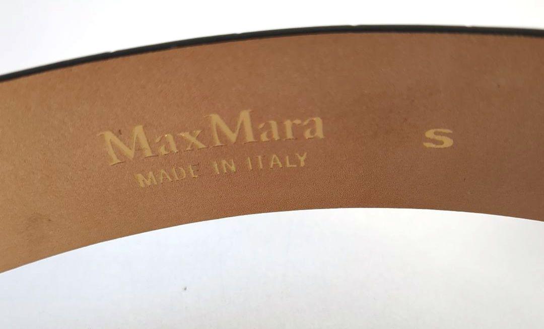 定価4.1万円*MaxMara 黒 レザー ベルト クロコダイル型押し