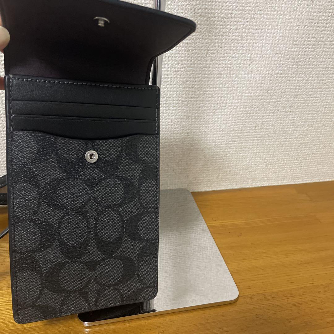 極美品】COACH ブラック スマホショルダーバッグ