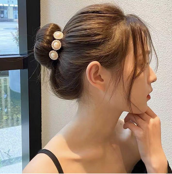 可愛い デフトバン 簡単 お団子ヘア ヘアアクセ 黒 リボン まとめ髪 韓国 受注生産品