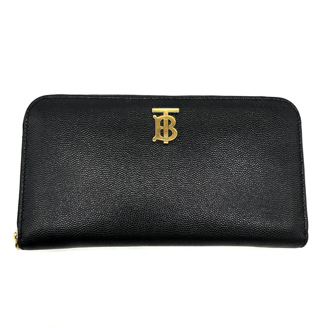 【極美品】バーバリー 長財布 TBロゴ エルモア キャビアスキン 保存袋付き