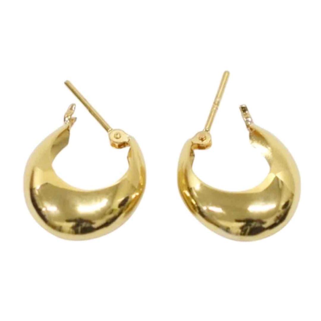 ＊ももちゃん＊18金【5×14mm 縦長厚み月甲フープピアス】K18刻印入