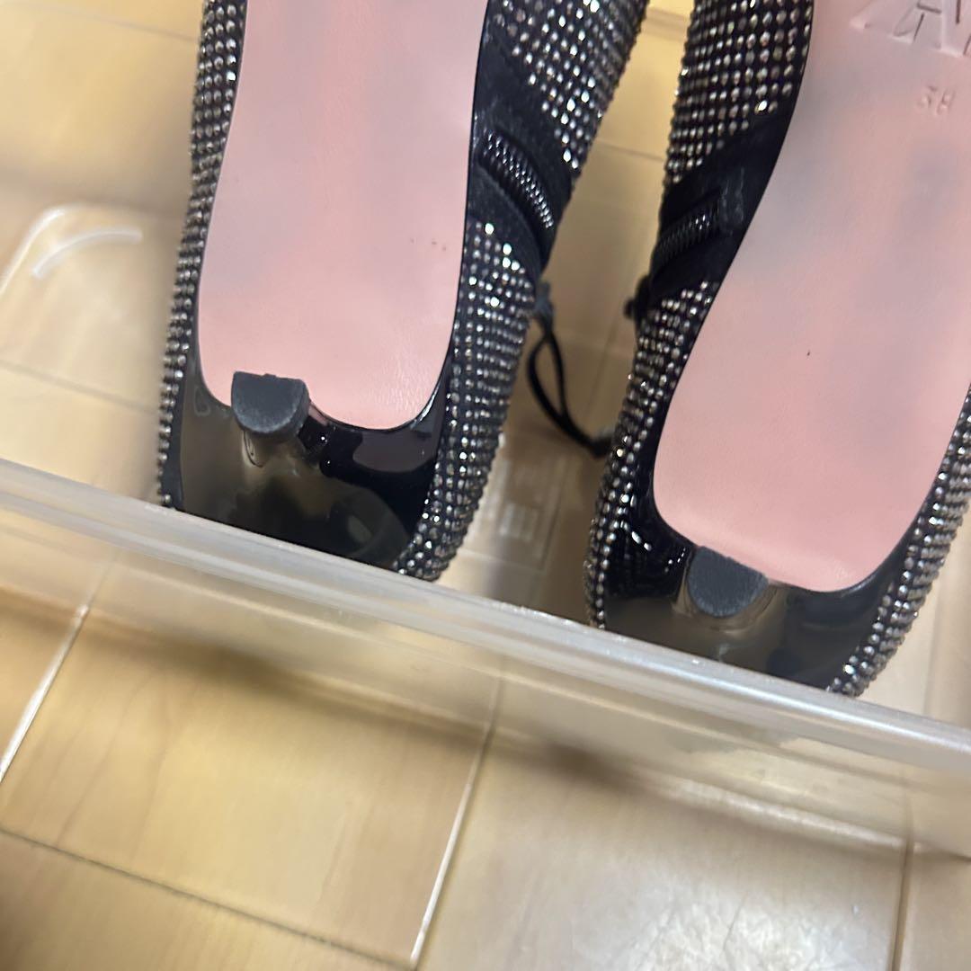 未使用品】ZARA ｜シャイニーヒールアンクルブーツ 24.5cm相当