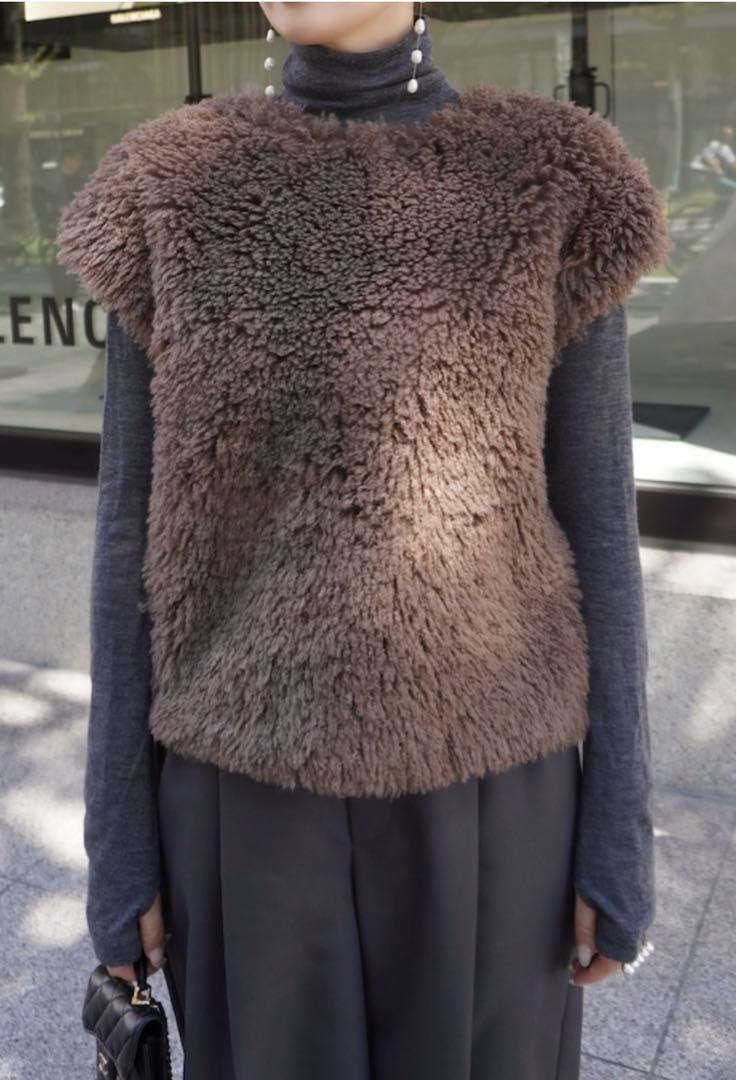 【HYEON】fur gilet  brown