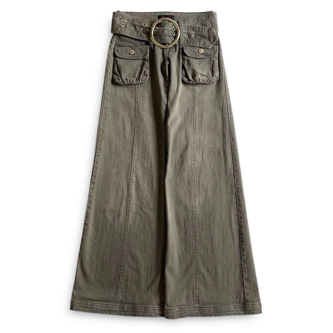 00s y2k デカベルト カーゴ ワイドフレアデニム 平成ギャル グランジ 軍