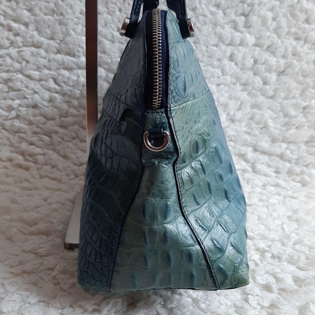 FURLA フルラ パイパー クロコ型押し ショルダーバッグ 2way ブルー FURLA フルラ パイパー クロコ型押し ショルダーバッグ 2way ブルー