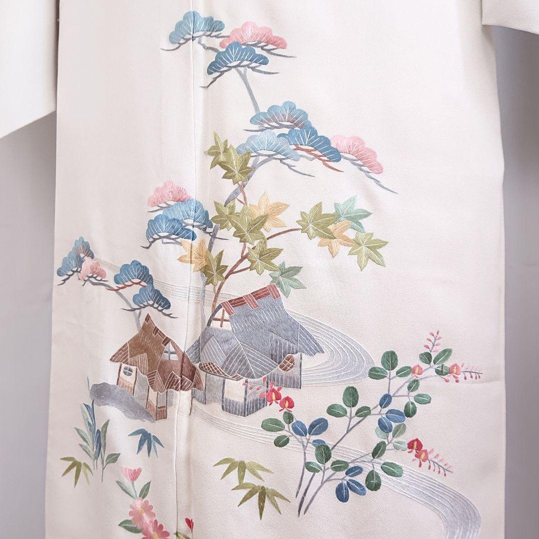 松竹梅楓萩菊家屋 刺繍 訪問着