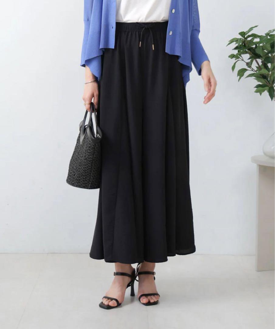 新品★麻ライクワイドパンツ ブラック