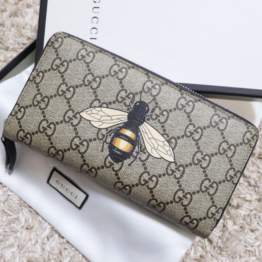 未使用に近い・箱付】GUCCI bee 蜂 GGスプリーム ラウンド PVC