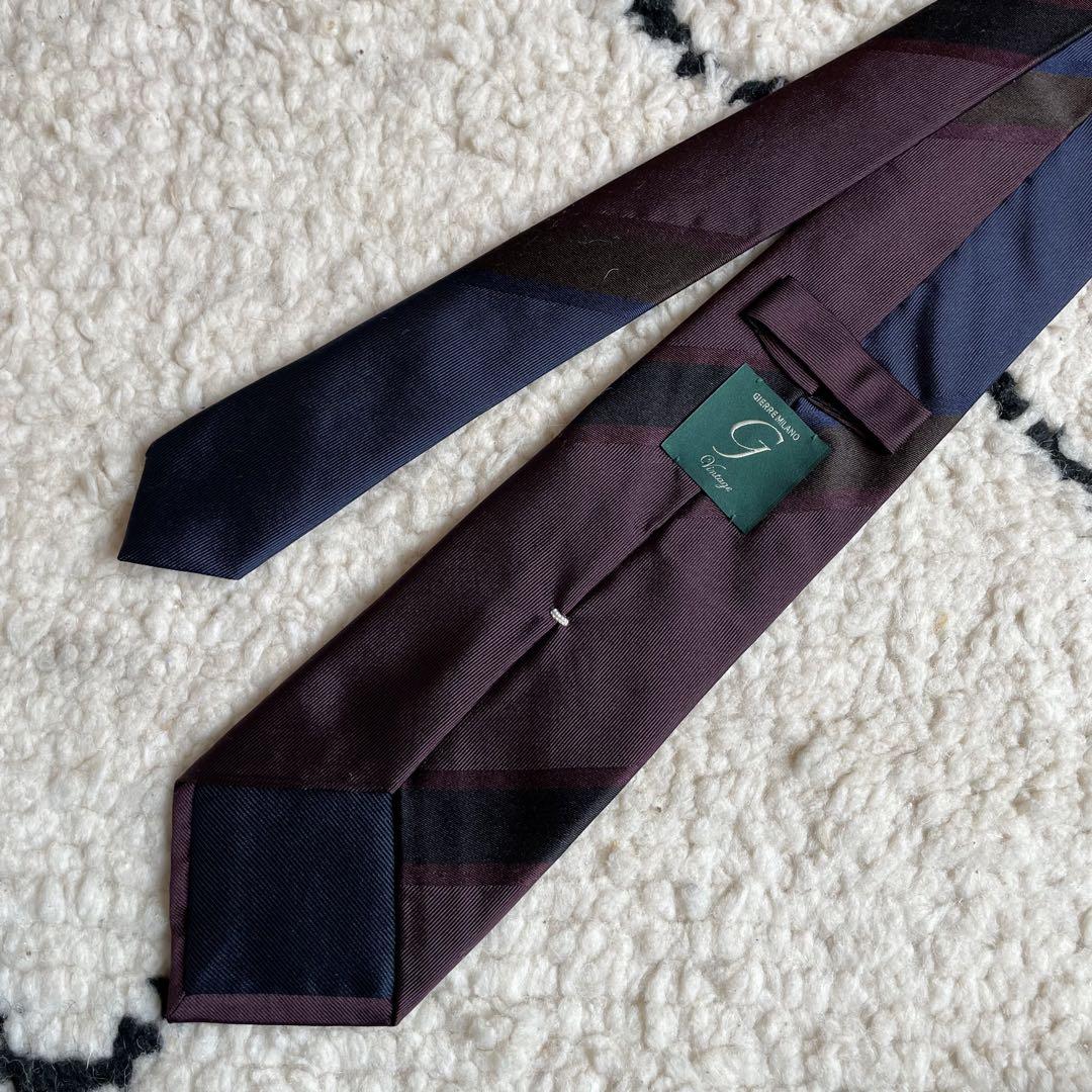 GIERRE MILANO Vintage ジエレ パネルストライプシルクタイ