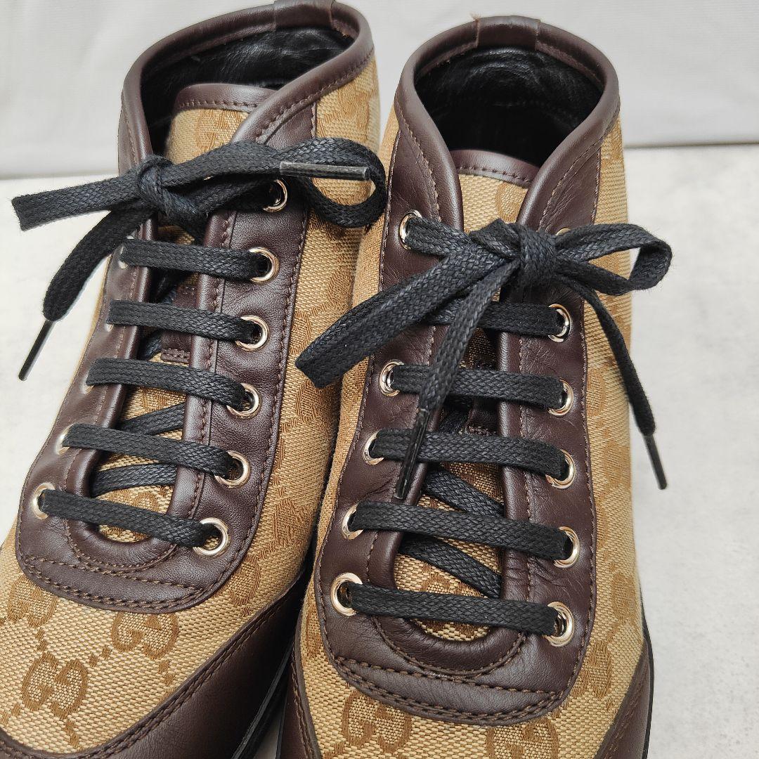 グッチ　キャンバス　スニーカー　美品 美品 GUCCI グッチ キャンパス ハイカット スニーカー 35.5 23