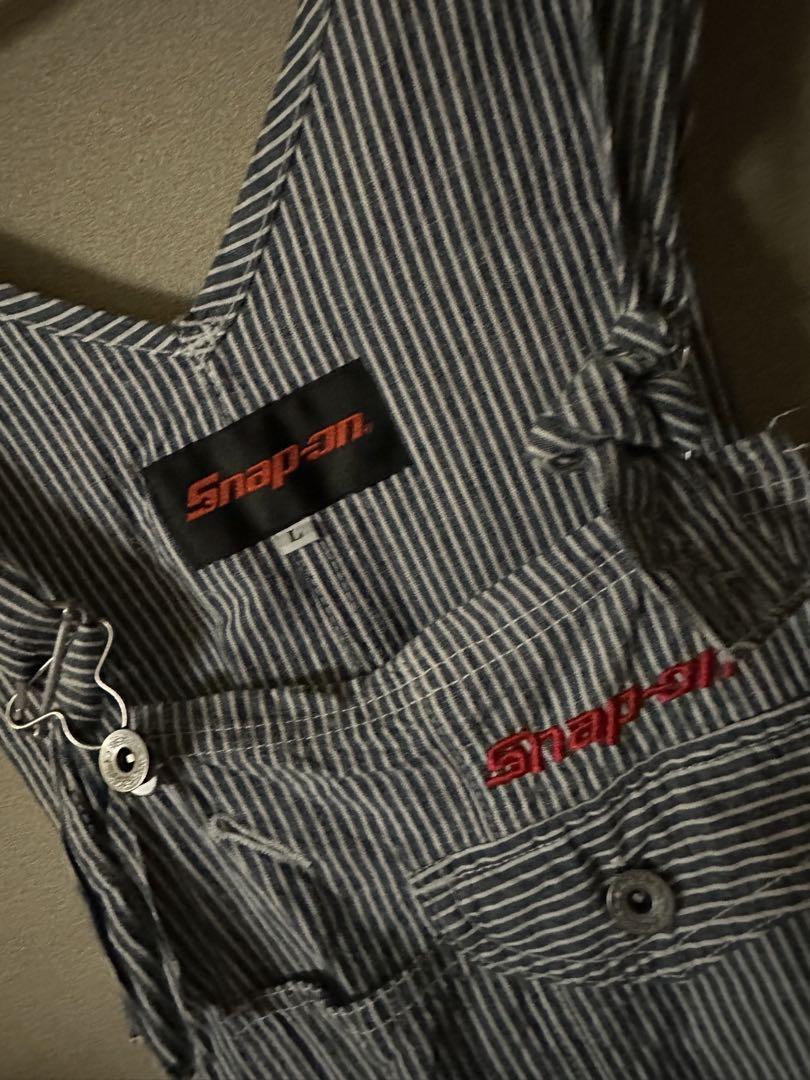Snap-on ストライプ オーバーオール Lサイズ