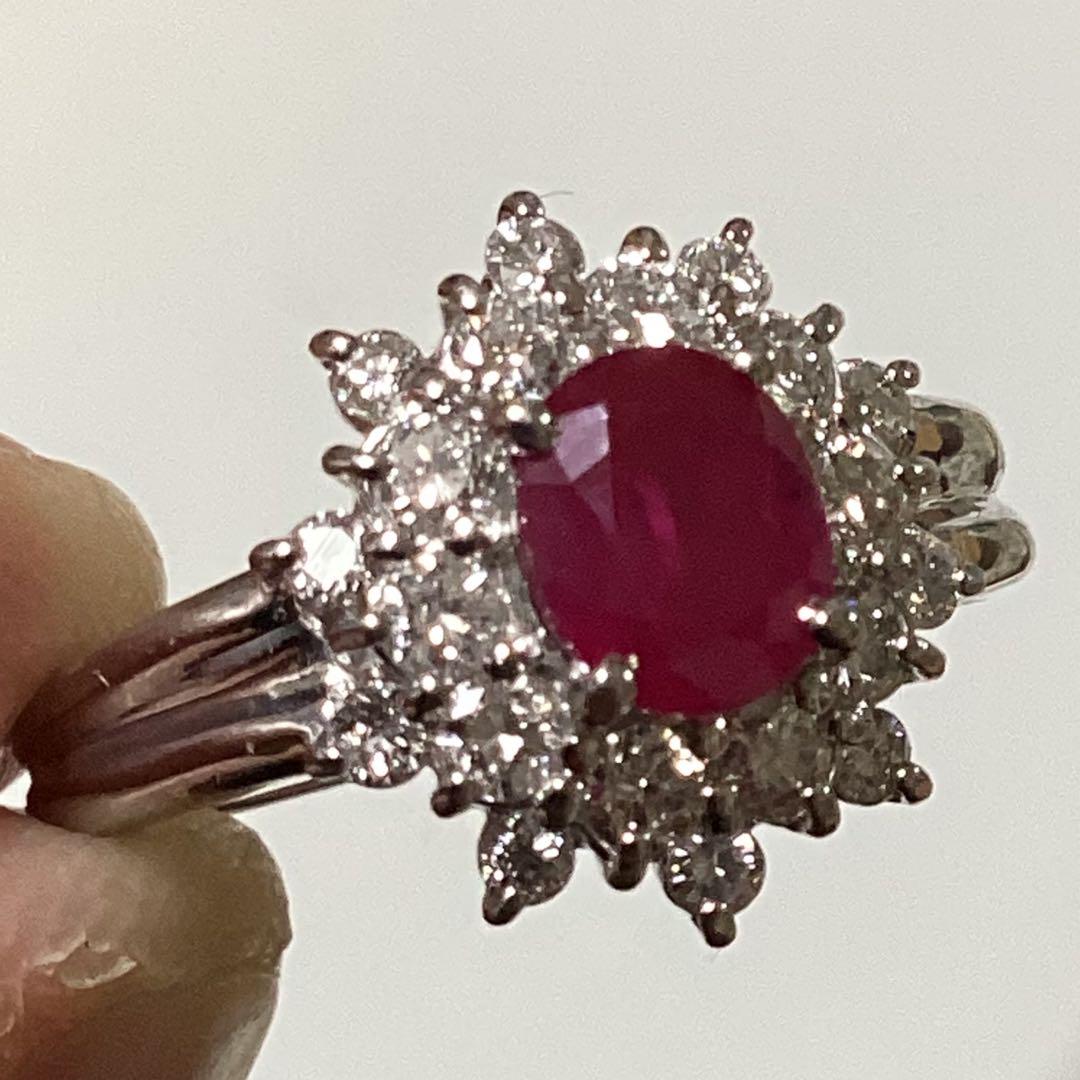 美品❗️ビルマ1.24ctルビー✨ダイヤモンド✨リング✨約10号✨GIA鑑付✨指輪