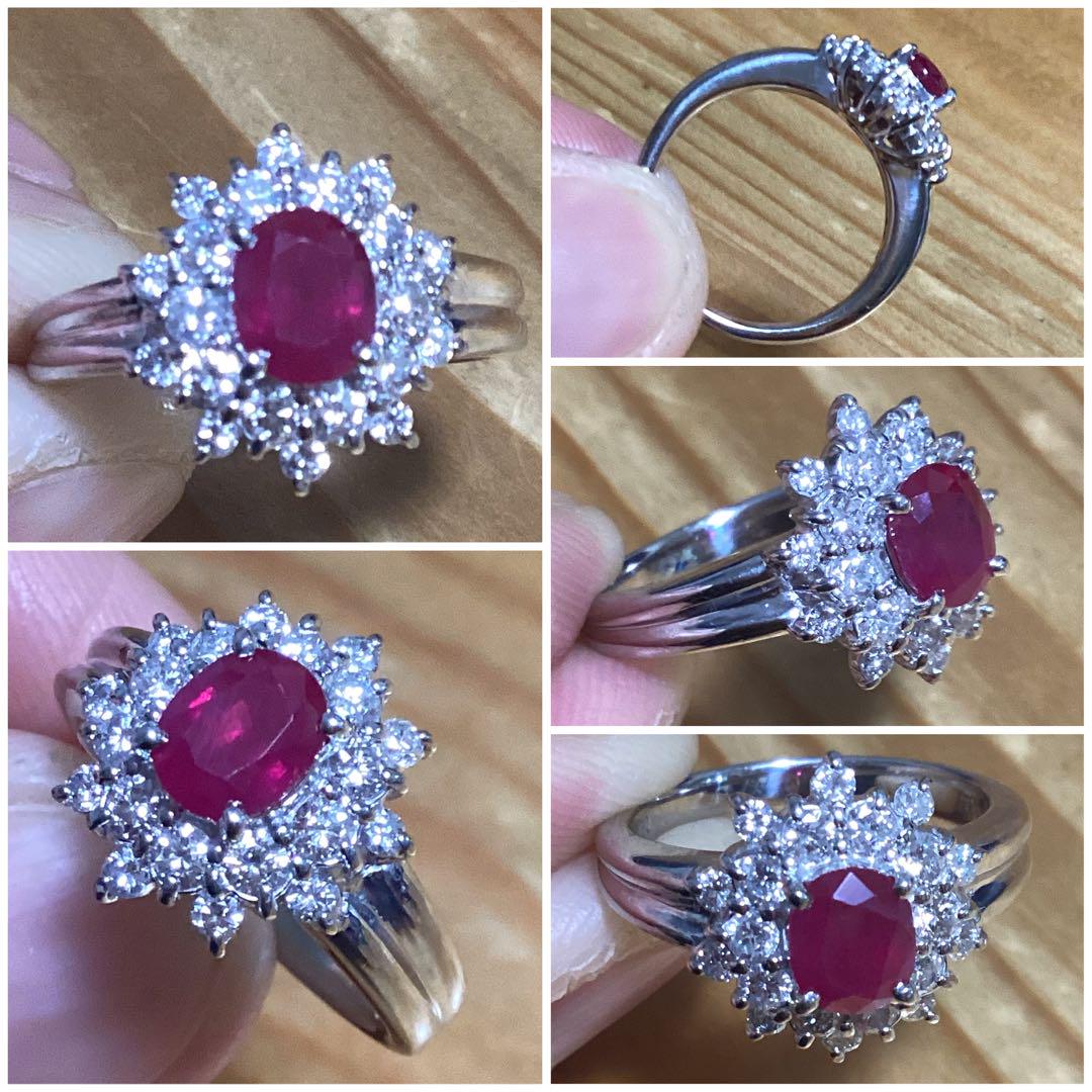 美品❗️ビルマ1.24ctルビー✨ダイヤモンド✨リング✨約10号✨GIA鑑付✨指輪