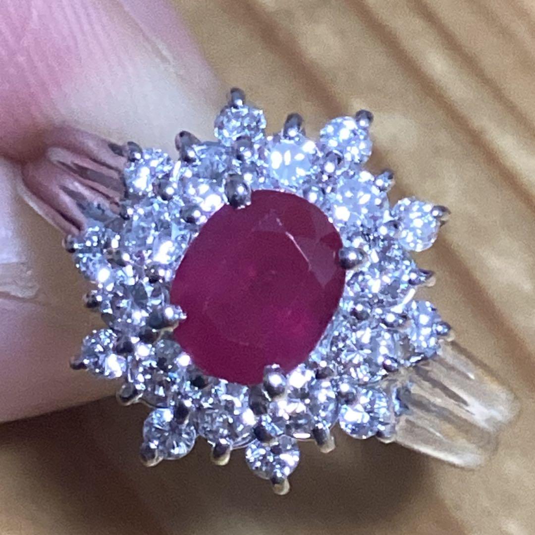 美品❗️ビルマ1.24ctルビー✨ダイヤモンド✨リング✨約10号✨GIA鑑付✨指輪