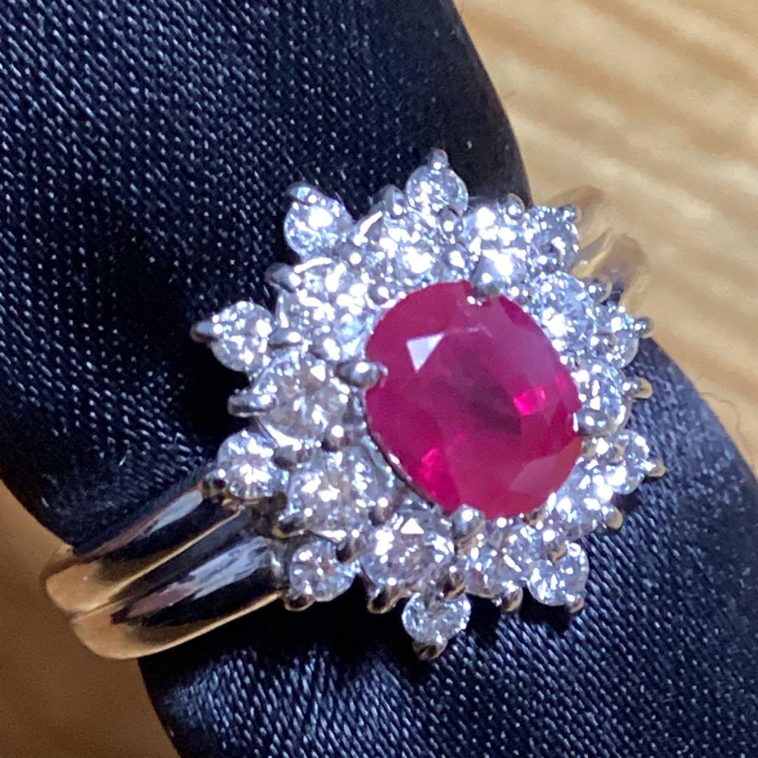 美品❗️ビルマ1.24ctルビー✨ダイヤモンド✨リング✨約10号✨GIA鑑付✨指輪