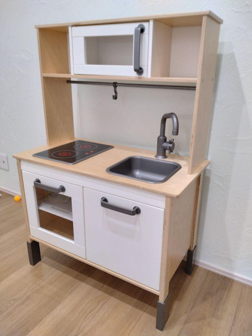 【値下げしました】引取限定　木製おもちゃキッチンセット シンク IHコンロ付き