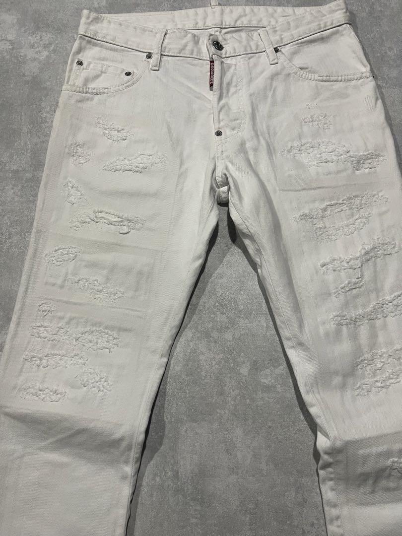 誕生日プレゼント DSQUARED2 SKATER ダメージ加工 デニム ホワイト JEAN パンツ