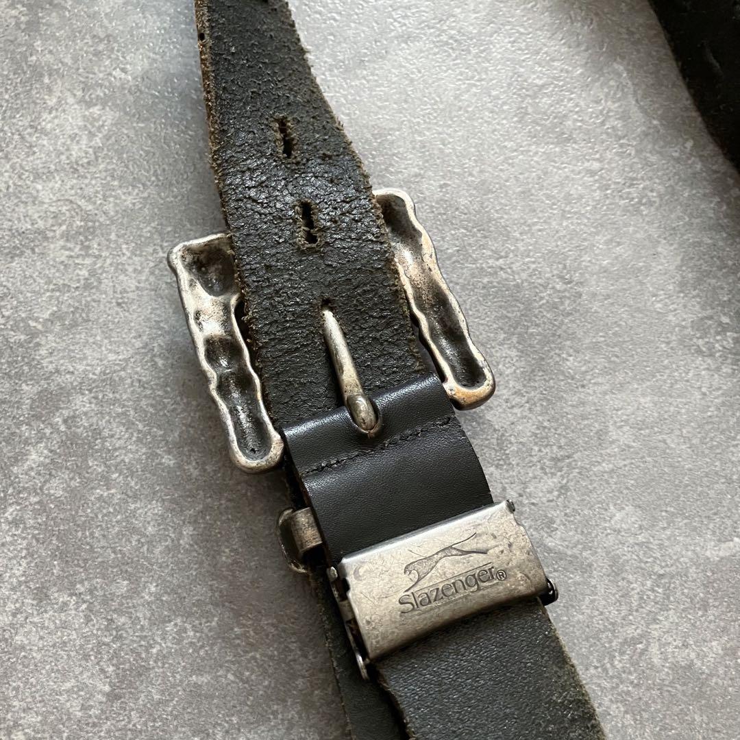 小物 skull buckle black leather belt Y2K punk