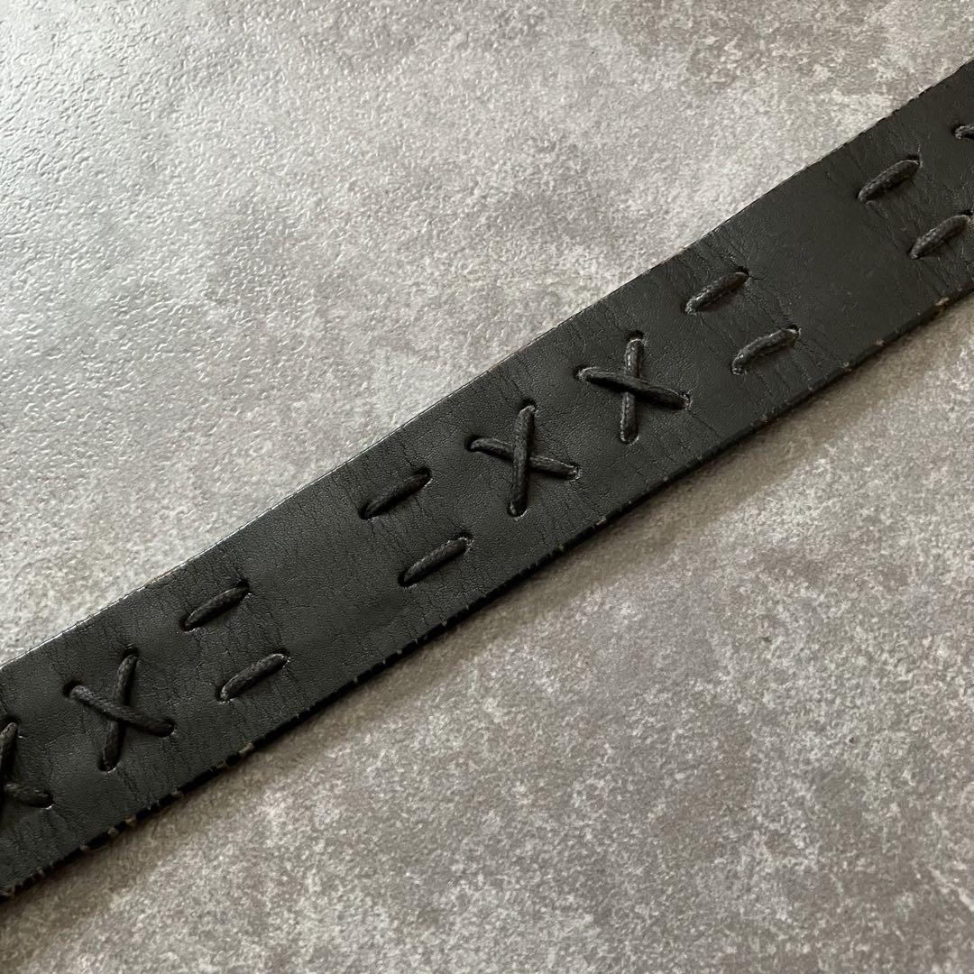小物 skull buckle black leather belt Y2K punk