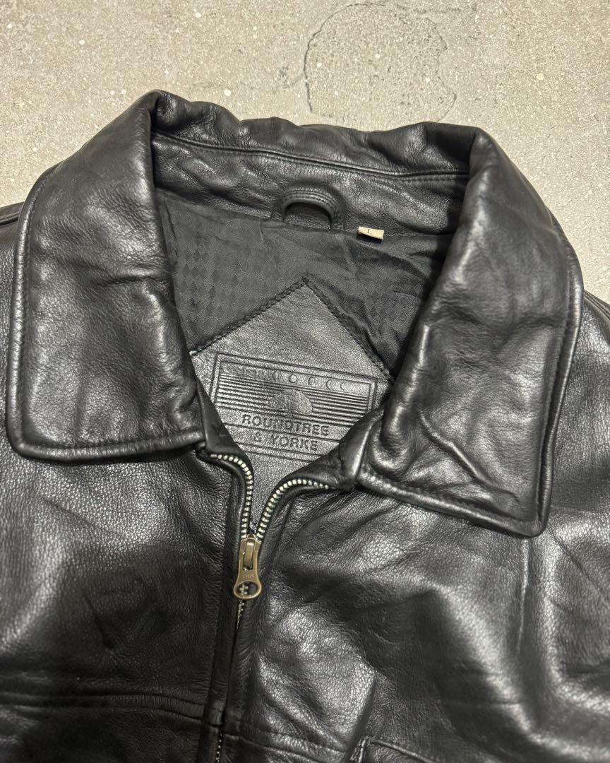 【★大感謝セール】 90s 古着 ビンテージ 本革 レザースポーツジャケット ブラック ジャケット・アウター