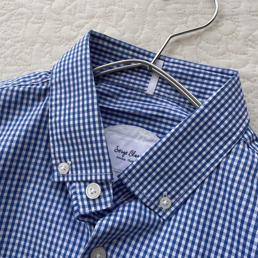 タグ付新品　 SERGE BLANCO コットン100%ギンガムチェックシャツ