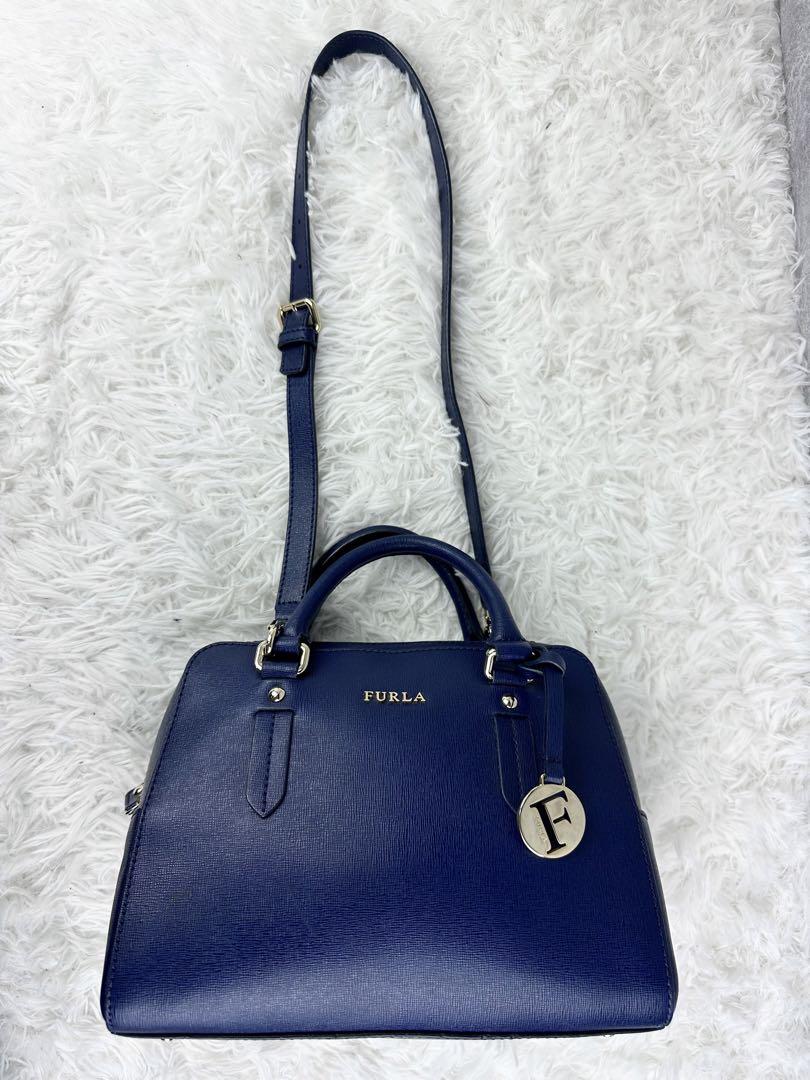 大容量‼️FURLA レザー エレナ 2WAY ショルダーバッグ 紺