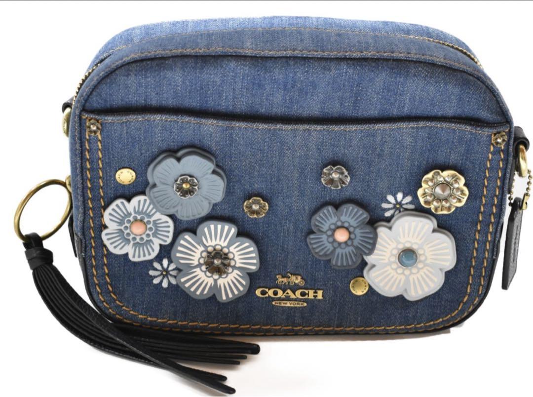 COACH ショルダーバッグ デニム ティーローズ
