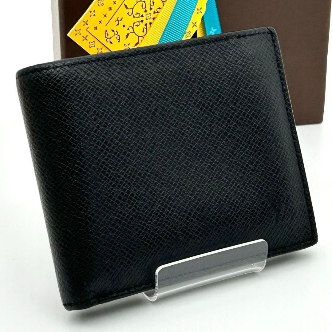 【美品】ルイヴィトン 二つ折り財布 タイガ アメリゴ 黒 ブラック
