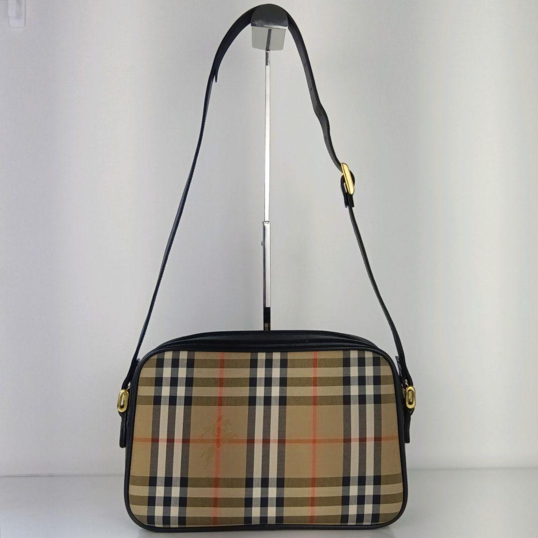 バーバリー　ショルダーバッグ　キャンバス　ノバチェック シャドーホース　肩掛け BURBERRY バーバリー シャドーホース ノバチェック チェック柄