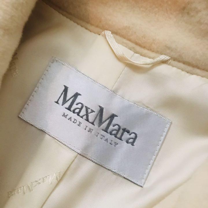 【イタリア製】マックスマーラ 白タグ アルパカ混 女優襟 ベルト付 ロングコート 高級 白タグ MaxMara ロングコート アルパカ混 千鳥格子 女優襟