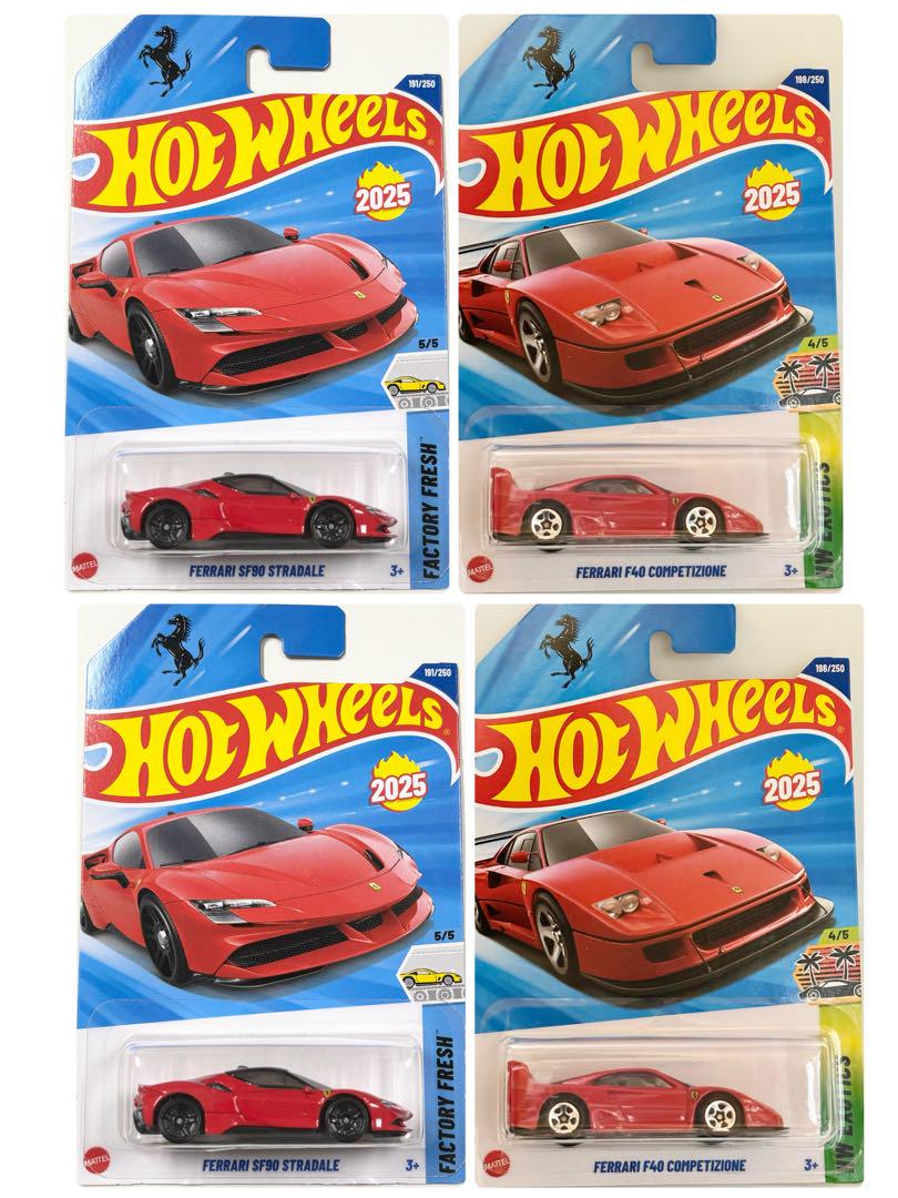 ホットウィール(各2点、計4点) フェラーリ SF90 ＆ F40