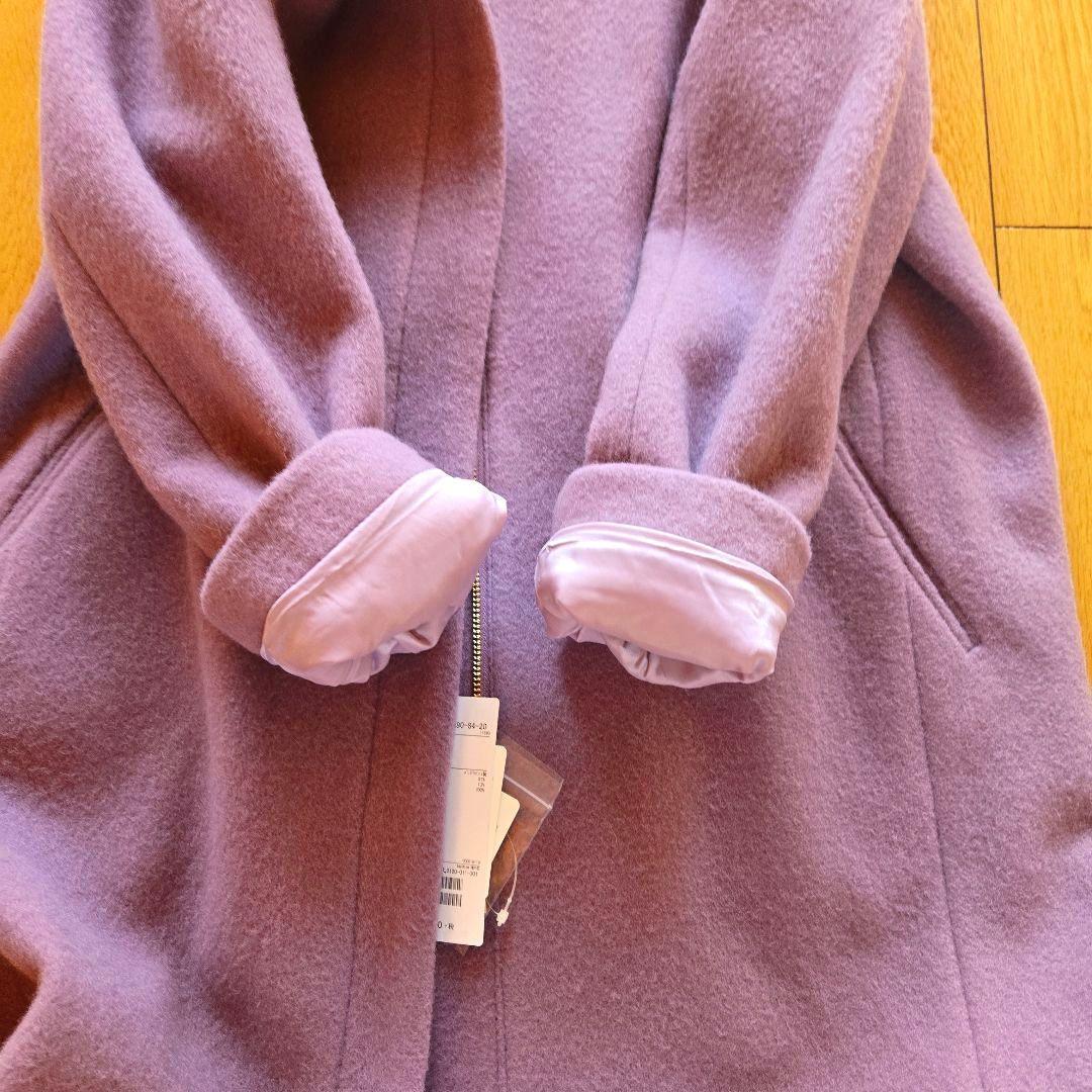 未使用✨ビームス メルトンフード ロングコート ラベンダー ウール 2way L 未使用✨ビームス メルトンフード ロングコート ラベンダー ウール 2way L