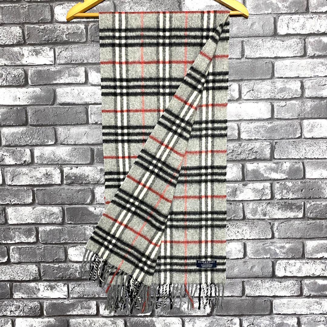 極美品　BURBERRY マフラー　グレー　ノバチェック　カシミヤ100%