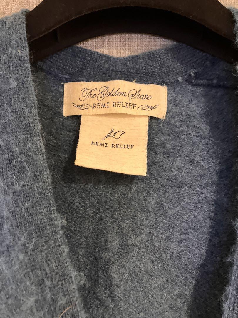 BEAMS REMI RELIEF ブルーウール混合カーディガン