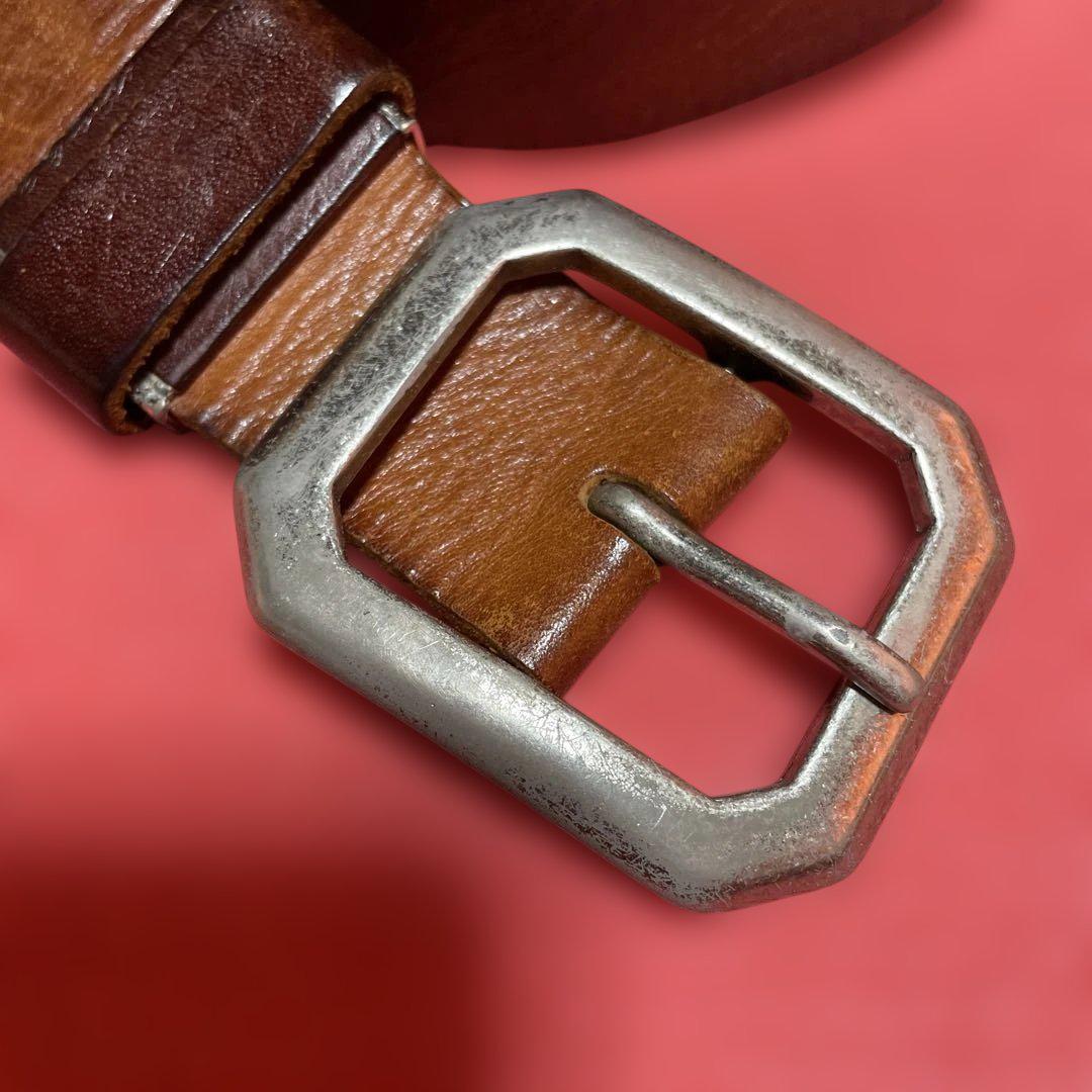 RRL ダークブラウン レザー ベルト 八角形バックル エスト-1961 ブラウンレザー八角形バックルベルト - メルカリ