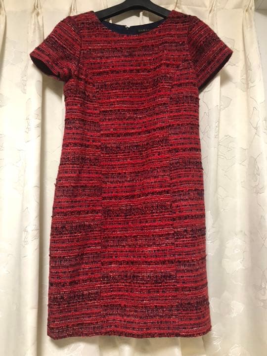 高級品市場 ディノスの赤ツイードワンピース ひざ丈ワンピース Www Flasholr App Com